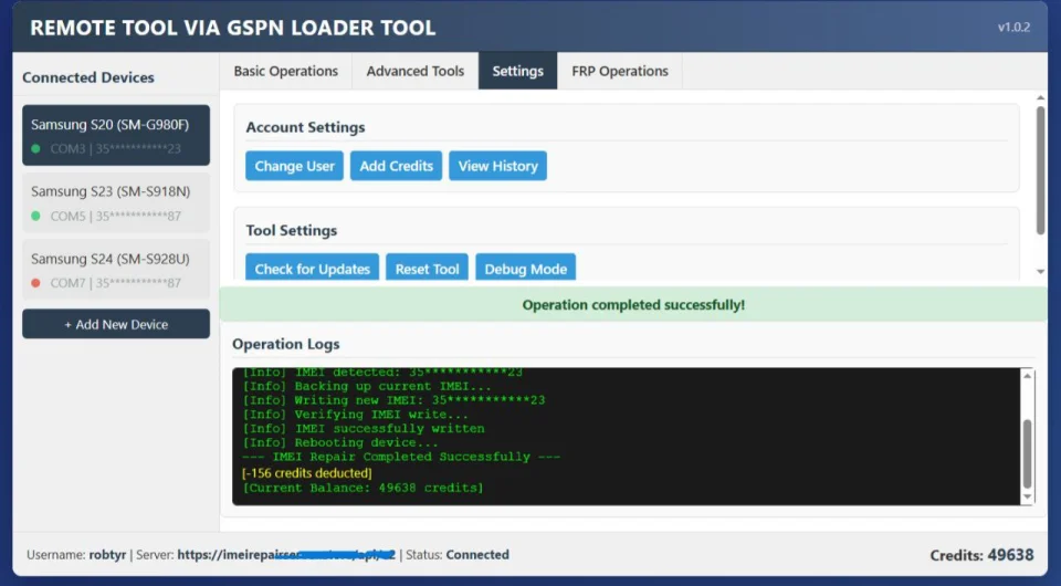 Rent a GSPN Account (Samsung IMEI/FRP) – Full API Access + Web Panel (Admin/Reseller/User)
