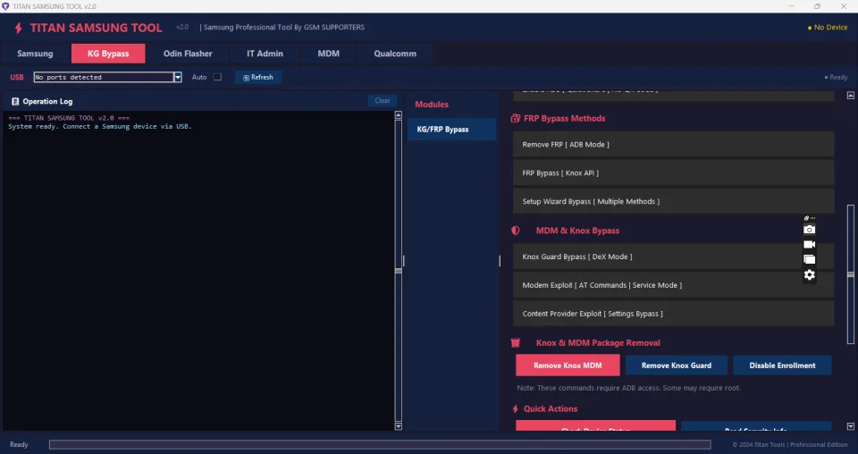 TITAN SAMSUNG TOOL v2.0 | Samsung KG Lock & Knox Guard Bypass Script (Dec 2025 Security Patch)